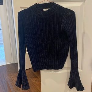 Navy Chenile Bell sleeve sweater